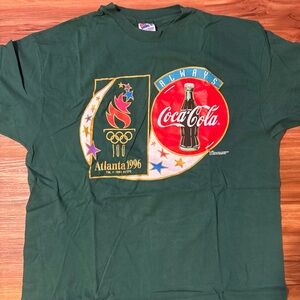 Coca-Cola Green Tee with Red & Gold Olympic Graphic